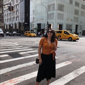 Zara orange wrap top size S